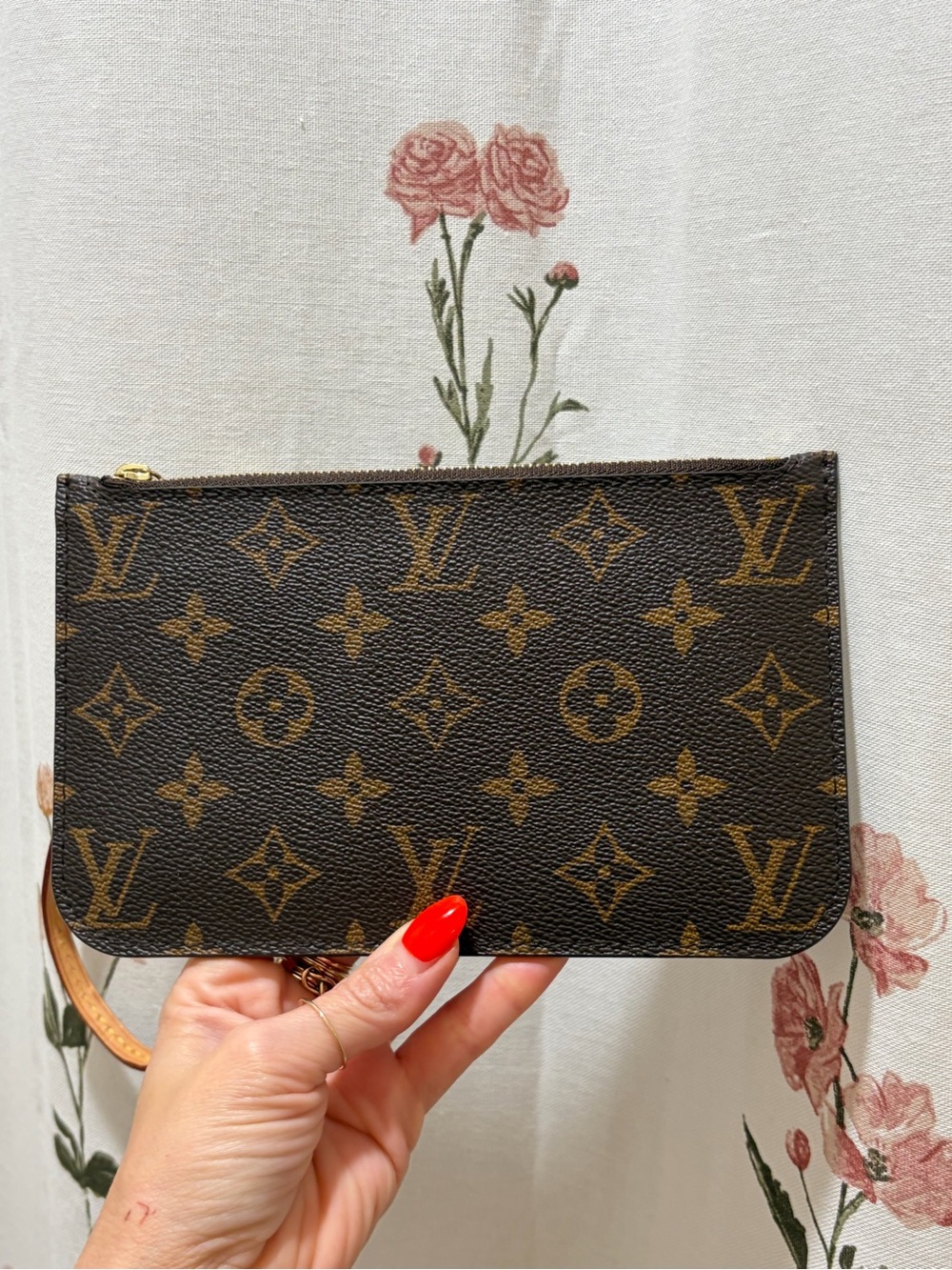 Louis Vuitton Brown Monogram PM Canvas Wristlet Pouch Neverfull Wristlet LV